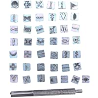 42Pcs Sellos Set Zinc Diferentes Símbolos Modelo Accesorios de artesanía de cuero con herramienta de mango 1Pc